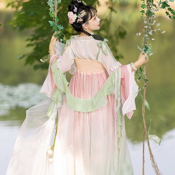 Summer Embroidered Floral Maxi Dress Set |  Traditional Gown Top Skirt - Picture 7 of 10